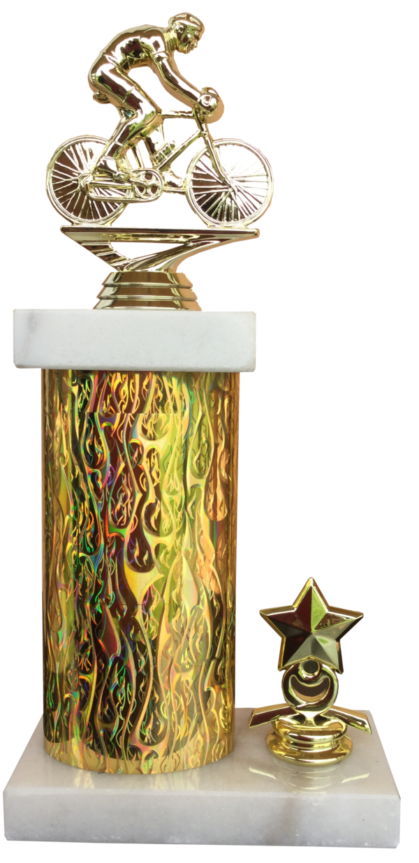 14” Single Oval Column Trophy with Trim and Marble Base - Image 2